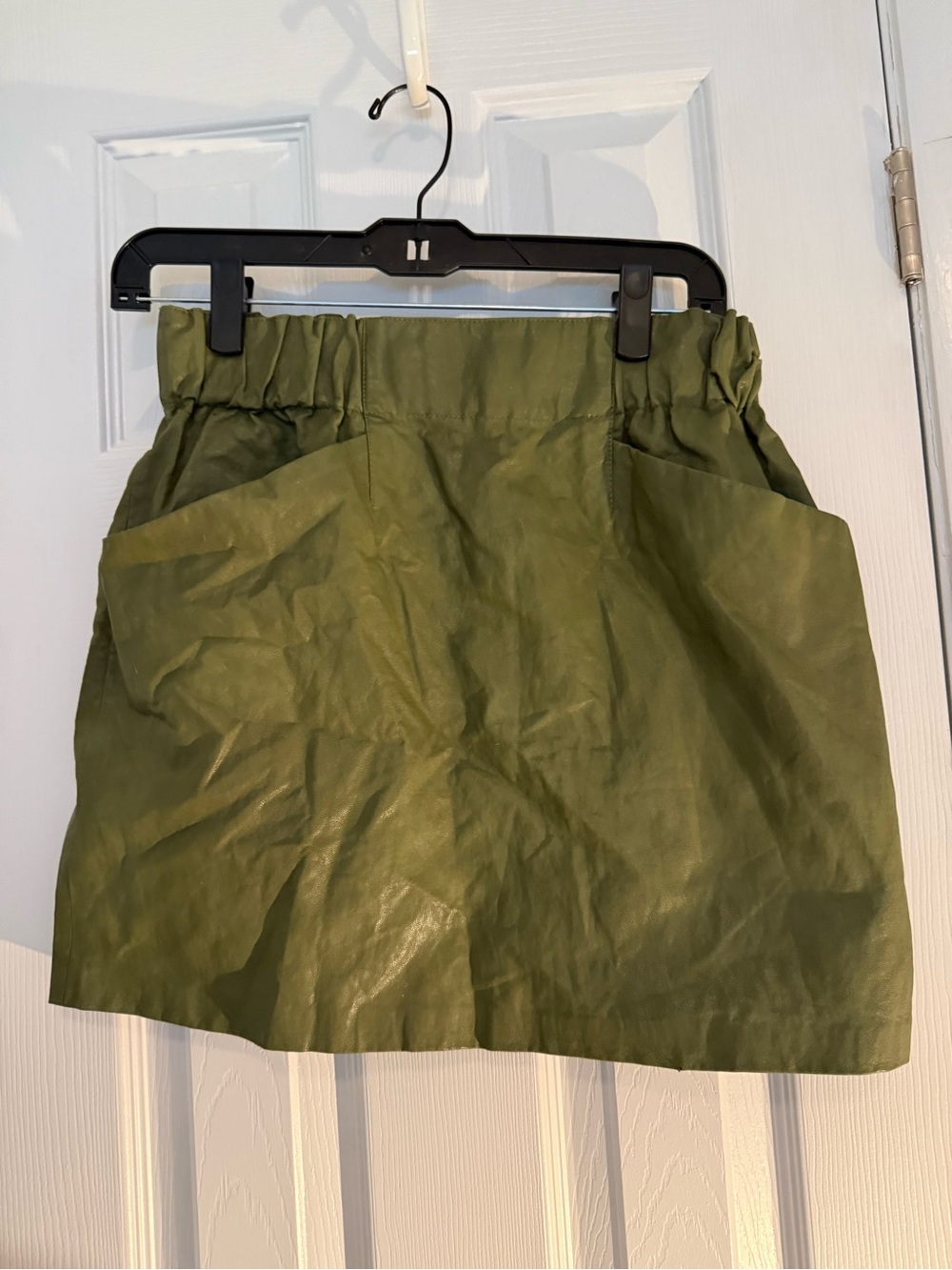 Zara Olive Green Faux Leather Mini Skirt